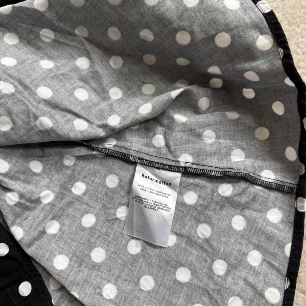 Adorable Reformation Michaela Organic Cotton Polka Dot Mini Dress Black Sz 2 - Picture 6 of 6
